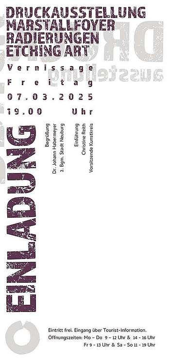 Einladungskarte zur Vernissage am Freitag, den 7. März, 2025, 19.00 Uhr