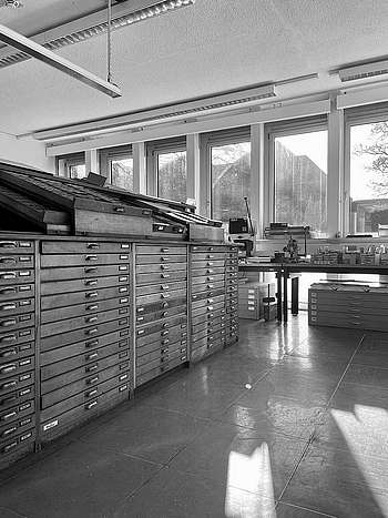 Ansicht der Druckwerkstatt, Hochschule Niederrhein Campus West