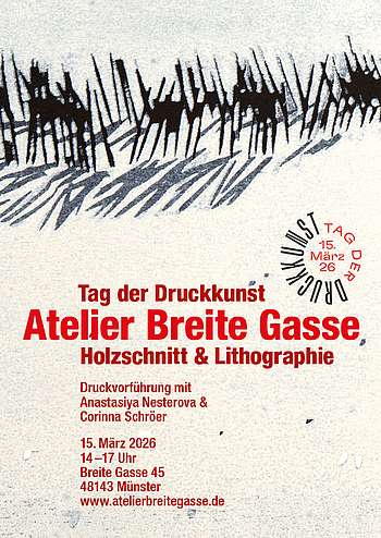 Flyer zur Druckvorführung im Atelier Breite Gasse (© Anastasiya Nesterova)