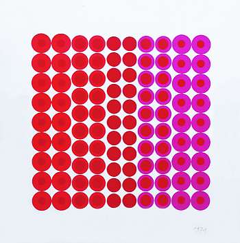 Mara Loytved-Hardegg, "2 x Rot", 1971, Siebdruck auf Papier, 62 x 62 cm, 7/30 