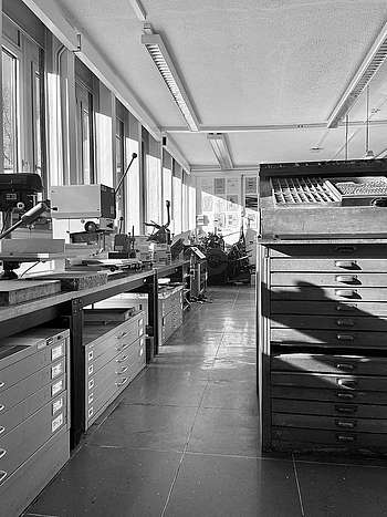 Ansicht der Druckwerkstatt, Hochschule Niederrhein Campus West