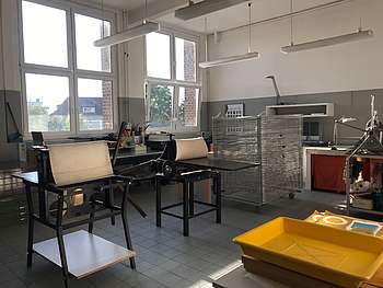 Blick in die Druckwerkstatt, Foto: Angelika Ludwig