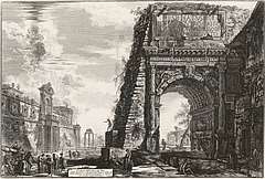 Giovanni Battista Piranesi: Ansicht des Titus-Bogens / "Veduta dell' Arco di Tito", um 1835, in: "Vedute di Roma"