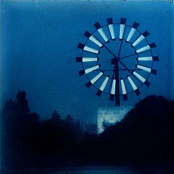 "Windmill Mallorca" – Cyanotype on glass plate. Hand coated  55 x 55 mm  