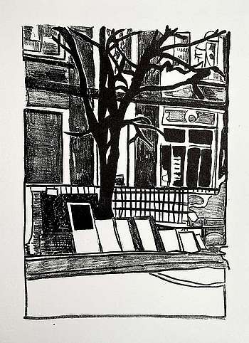 Maike Häusling, „Günderrodestraße“, 2024, Lithografie, 38 x 29 cm