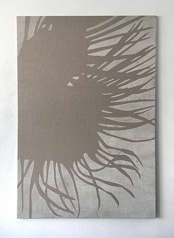 Sunleaf, Holzschnitt auf Leinen, 170x115cm, 2021