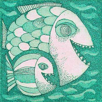 Fische, Radierung, Britta Lange, 2026