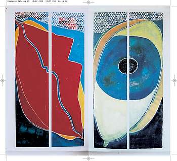 "Mund/Auge", Farbholzschnitt auf Japanpapier, 240 x 160 cm im Druckformat, (c) Sabine Kunz, Fotograf Jörg Riemke