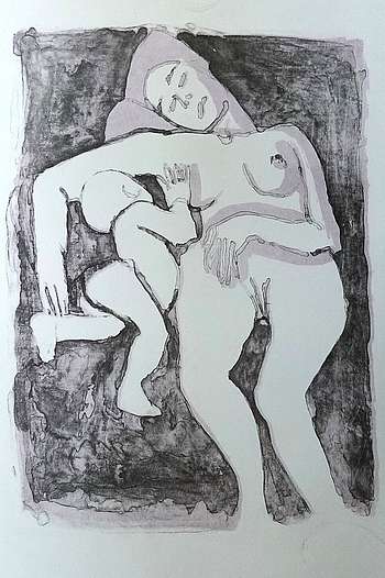 Mutter und Kind, Lithografie